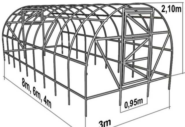 Каркас теплицы 6х3х2.1 усиленный